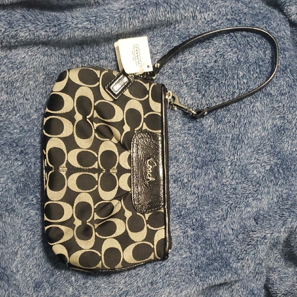 Coach Handbags - Coach Monogram Black and Gray Wristlet